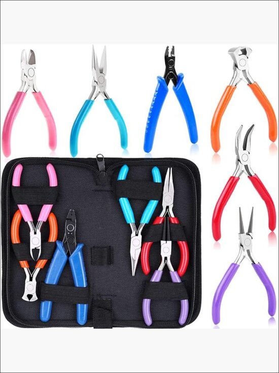 Other - 6pc Jewelry Making Tools Kit with Metal Pliers for Beading & Craft